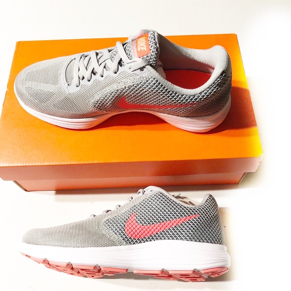 Nike Shoes - NIKE Revolution 3 Gray/Hyper Orange